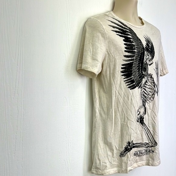 Overkill - Ride Till Death Distressed Skeleton Praying Short Sleeve Shirt Size M - Picture 5 of 12